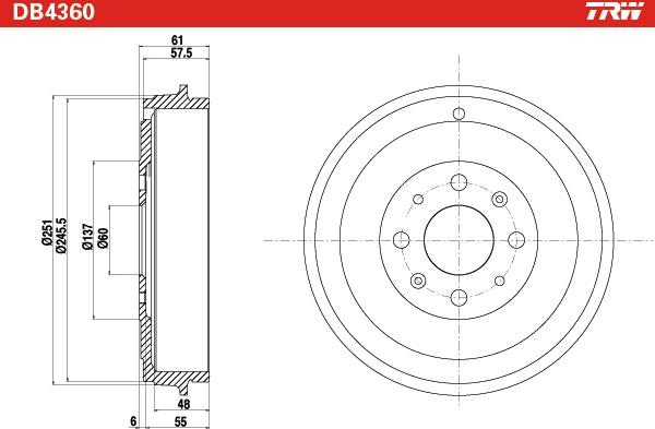 TRW DB4360 - FREN KAMPANA ARKA FIAT  GRANDE PUNTO 1.3JTD 1.4 05-- EVO 1.3JTD 1.4 09-12-OPEL  CORSA D parcadolu.com