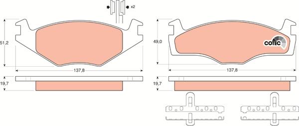 TRW GDB454 - ON FREN BALATASI-  VW GOLF 79-96  PASSAT 78-91  SEAT IBIZA 93-96 parcadolu.com