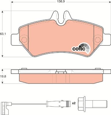 TRW GDB1697 - ARKA FREN BALATASI-TEK TEKER-  VW CRAFTER 06-16  MERCEDES SPRINTER 06-16 parcadolu.com