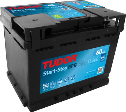 Tudor TL600 - AKU 12V 60 AH 640A  START STOP EFB L02 242×175×190 SULU parcadolu.com