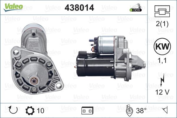 Valeo 438014 - MARS MOTORU 12V 10 DIS 1.1 KW OPEL ASTRA F 94-97 - VECTRA A parcadolu.com