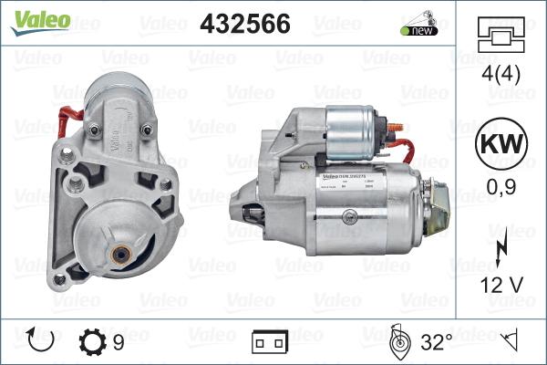 Valeo 432566 - MARS MOTORU 12V 9 DIS 0.9 KW -  RENAULT   R9 - R11 - R19  parcadolu.com