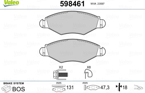 Valeo 598461 - Fren Balata Seti, Diskli Fren parcadolu.com