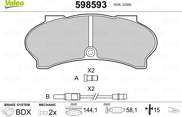 Valeo 598593 - Fren Balata Seti, Diskli Fren parcadolu.com