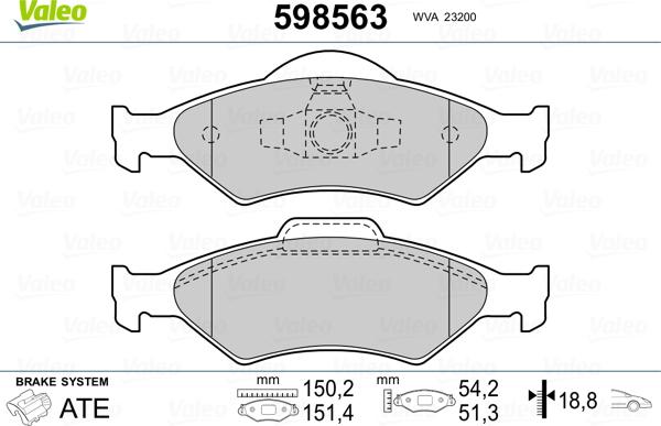 Valeo 598563 - Fren Balata Seti, Diskli Fren parcadolu.com