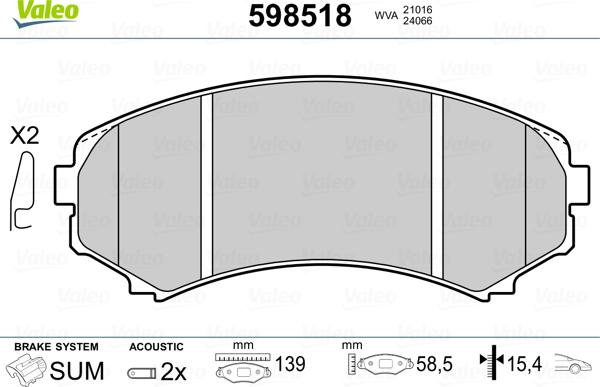 Valeo 598518 - Fren Balata Seti, Diskli Fren parcadolu.com