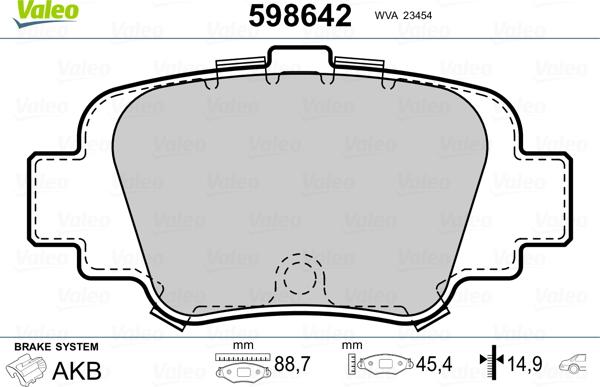 Valeo 598642 - Fren Balata Seti, Diskli Fren parcadolu.com