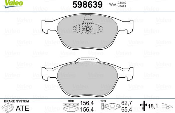 Valeo 598639 - Fren Balata Seti, Diskli Fren parcadolu.com