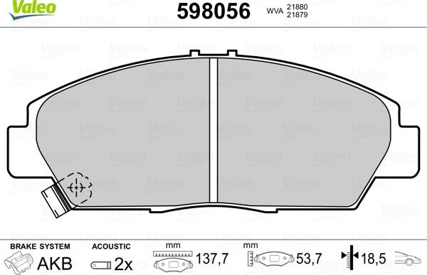 Valeo 598056 - Fren Balata Seti, Diskli Fren parcadolu.com