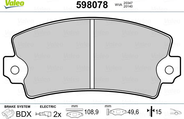 Valeo 598078 - Fren Balata Seti, Diskli Fren parcadolu.com