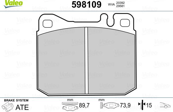 Valeo 598109 - Fren Balata Seti, Diskli Fren parcadolu.com