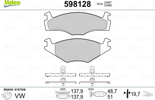 Valeo 598128 - Fren Balata Seti, Diskli Fren parcadolu.com