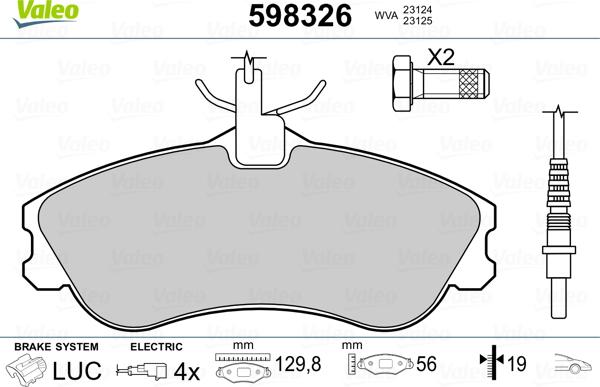 Valeo 598326 - Fren Balata Seti, Diskli Fren parcadolu.com