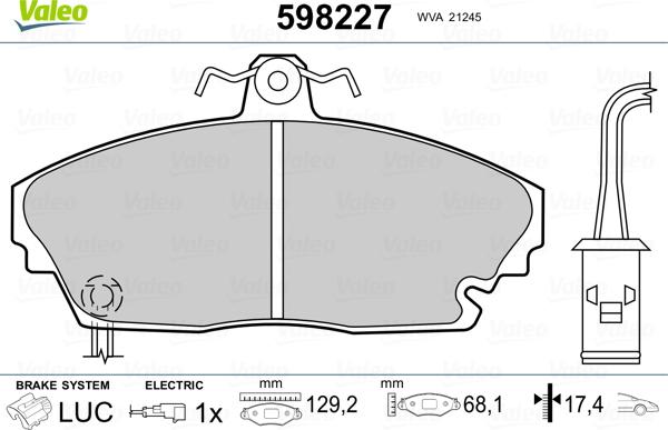 Valeo 598227 - Fren Balata Seti, Diskli Fren parcadolu.com