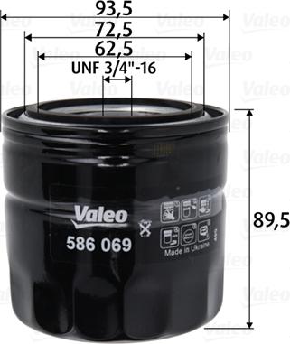 Valeo 586069 - Yağ filtresi parcadolu.com