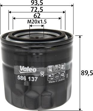 Valeo 586137 - Yağ filtresi parcadolu.com