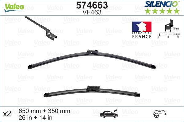 Valeo 574663 - SILECEK SETI VM463 650-350MM SPOYLERLI HYUNDAI  I20 10- parcadolu.com