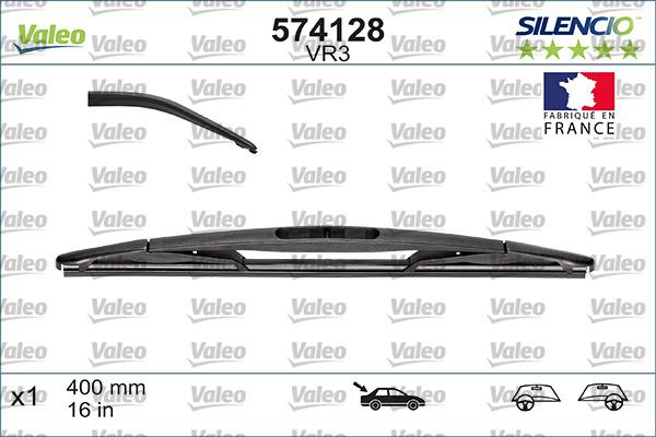 Valeo 574128 - SILECEK SUPURGESI 400mm ARKA CLIO P306 parcadolu.com