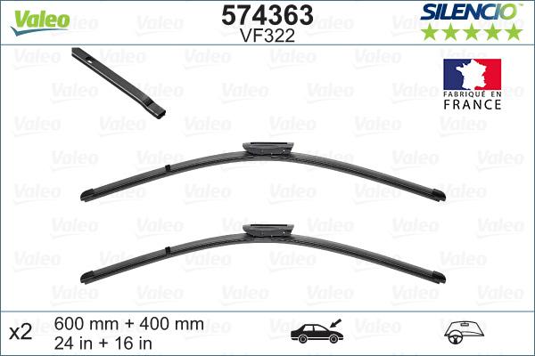 Valeo 574363 - SILECEK SETI X - TREM 600 - 400MM FLAT - BLADE  RENAULT   FLUENCE CLIO III  parcadolu.com