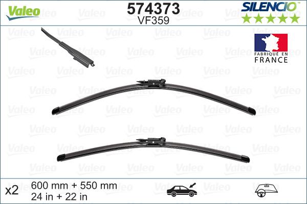 Valeo 574373 - VALEO SILENCIO X TRM FLAT BLADE VM359 X2 - 600550 MM FIAT MULTIPLA 05 - 06> parcadolu.com