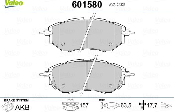 Valeo 601580 - Fren Balata Seti, Diskli Fren parcadolu.com