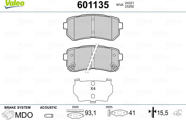 Valeo 601135 - Fren Balata Seti, Diskli Fren parcadolu.com