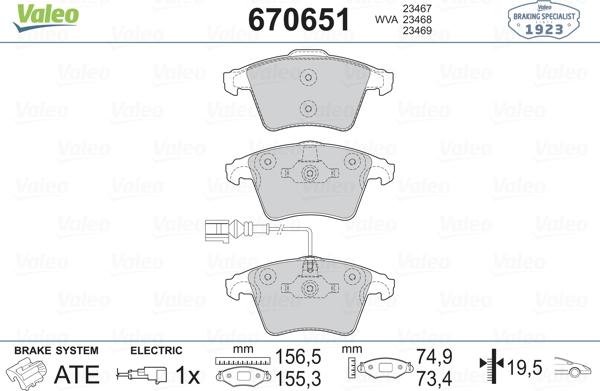 Valeo 670651 - Fren Balata Seti, Diskli Fren parcadolu.com