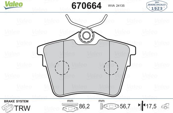 Valeo 670664 - Fren Balata Seti, Diskli Fren parcadolu.com