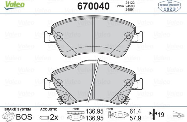 Valeo 670040 - Fren Balata Seti, Diskli Fren parcadolu.com