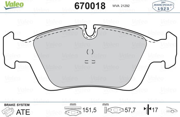 Valeo 670018 - Fren Balata Seti, Diskli Fren parcadolu.com