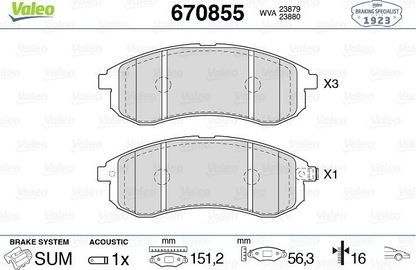 Valeo 670855 - Fren Balata Seti, Diskli Fren parcadolu.com