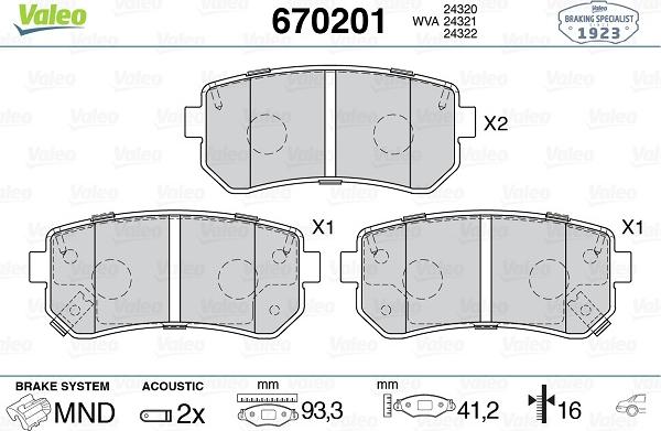 Valeo 670201 - Fren Balata Seti, Diskli Fren parcadolu.com