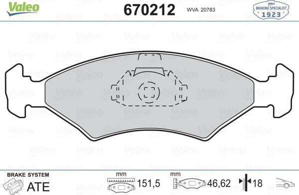 Valeo 670212 - Fren Balata Seti, Diskli Fren parcadolu.com