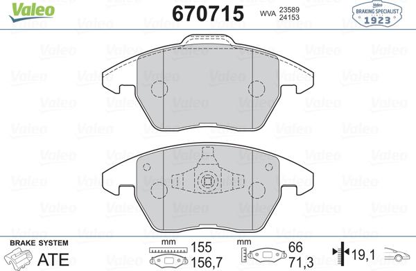 Valeo 670715 - Fren Balata Seti, Diskli Fren parcadolu.com