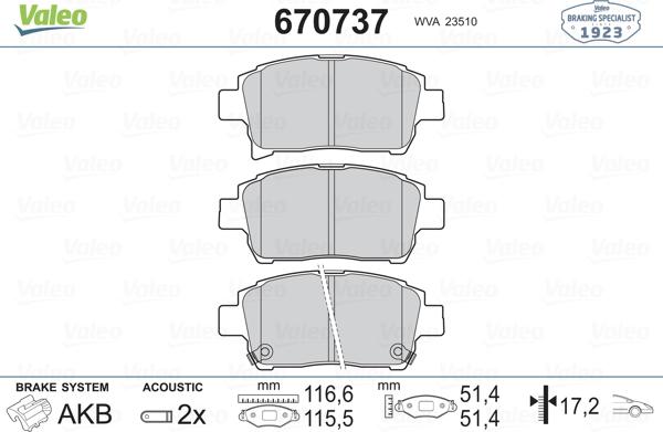 Valeo 670737 - Fren Balata Seti, Diskli Fren parcadolu.com