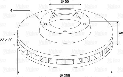 Valeo 186701 - FREN DISKI ON HAVALI 255-4-TOYOTA  COROLLA 93-02  1.6-1.3 AE100-AE101 INJ. AE111   parcadolu.com