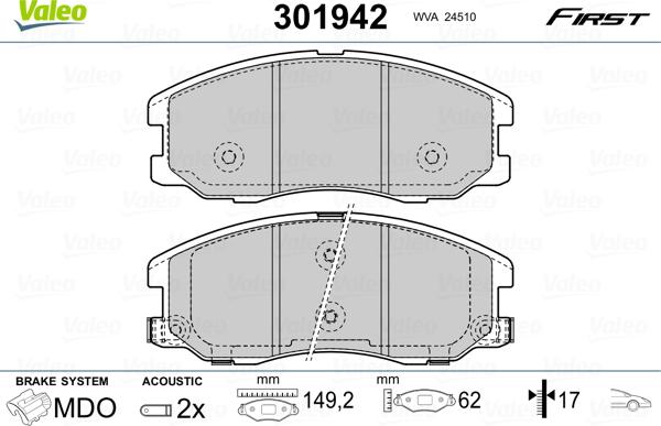 Valeo 301942 - Fren Balata Seti, Diskli Fren parcadolu.com