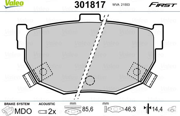 Valeo 301817 - Fren Balata Seti, Diskli Fren parcadolu.com