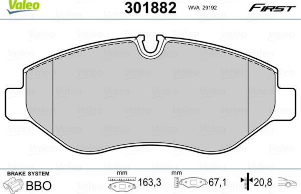 Valeo 301882 - Fren Balata Seti, Diskli Fren parcadolu.com