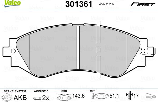 Valeo 301361 - Fren Balata Seti, Diskli Fren parcadolu.com