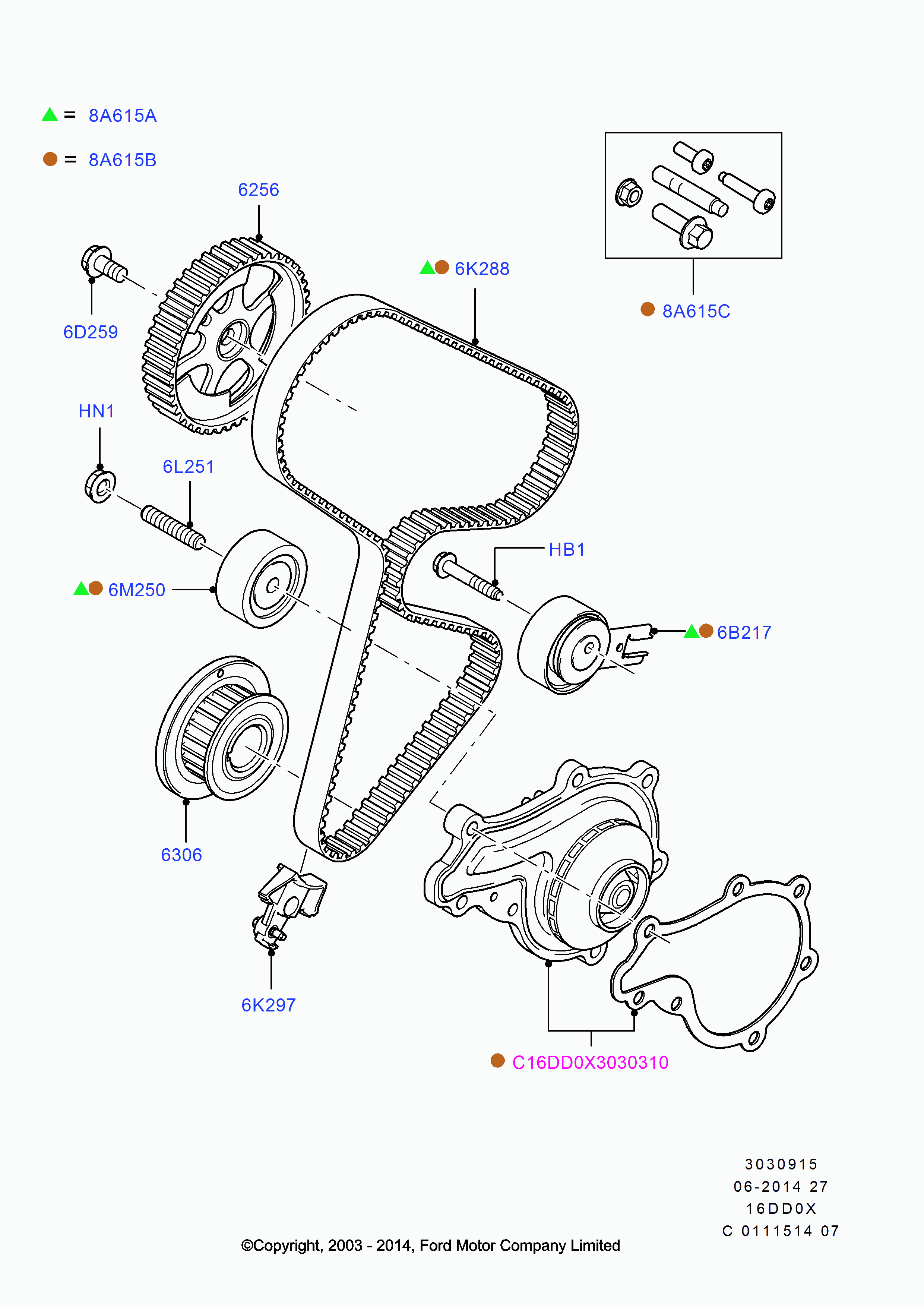 FORD 1 145 955 - Saptırma / Kılavuz Makarası, Triger Kayışı parcadolu.com