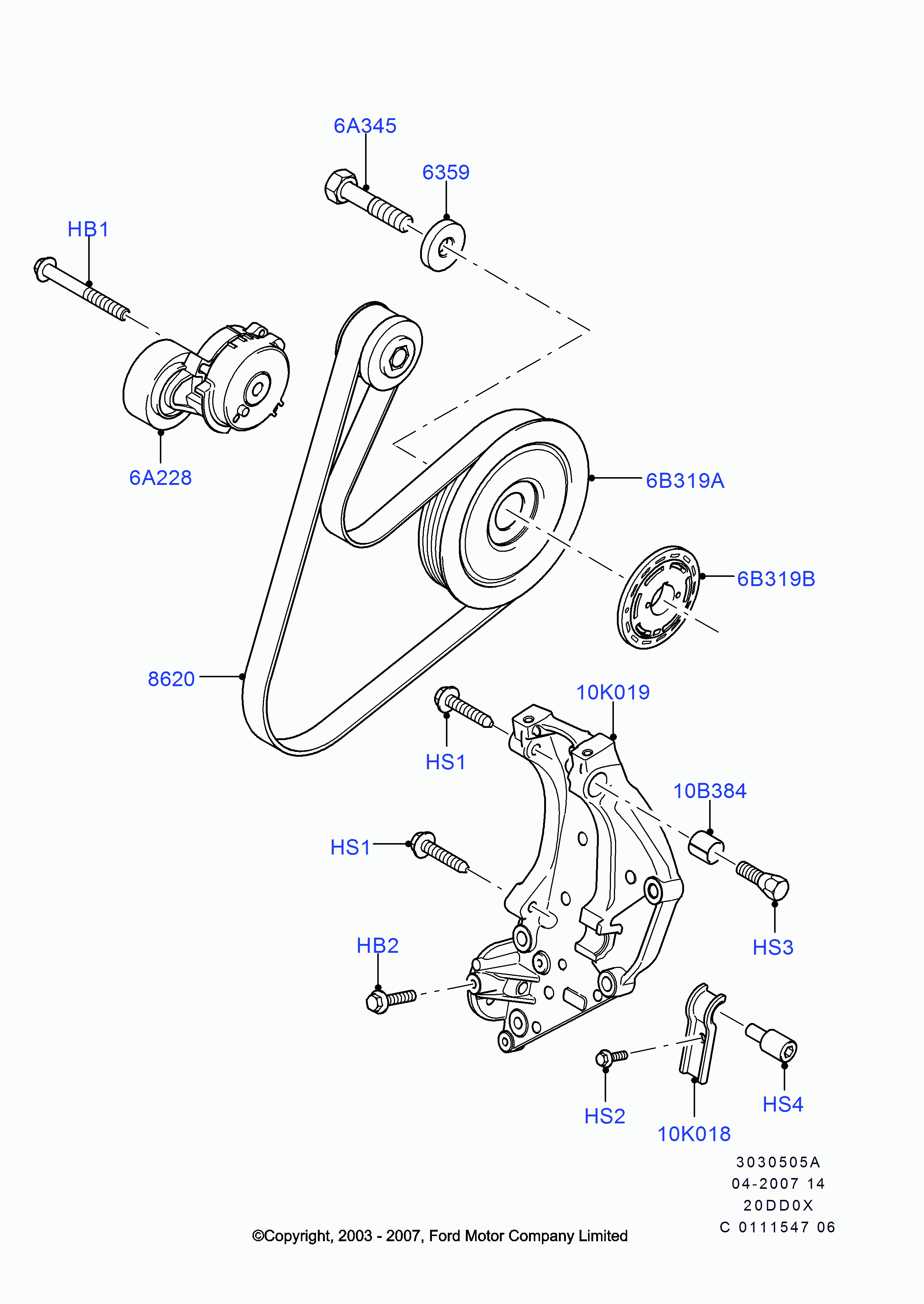 FORD 1318336 - Kayış Gerdirici, Kanallı V Kayışı parcadolu.com