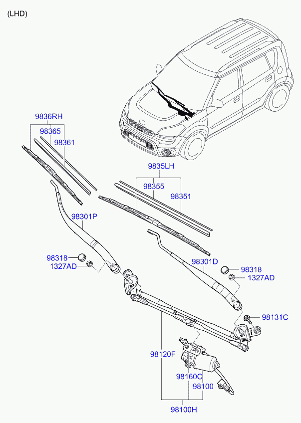 Hyundai 983602K000 - Silecek süpürgesi parcadolu.com