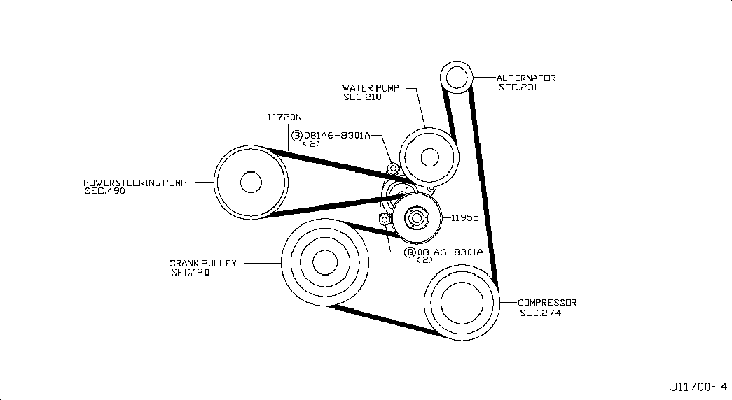 RENAULT 11955-6N20B - Kayış Gerdirici, Kanallı V Kayışı parcadolu.com